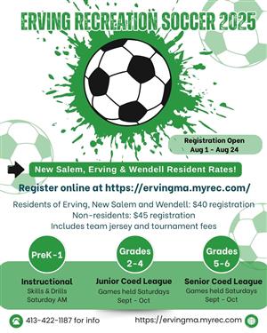 2025 Erving Rec Soccer Flyer